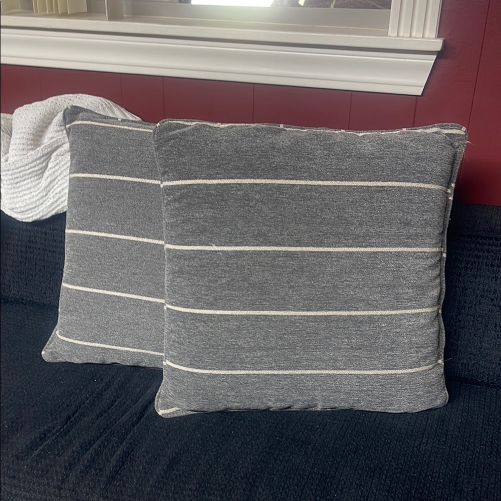 Gray Striped Accent Pillows Set